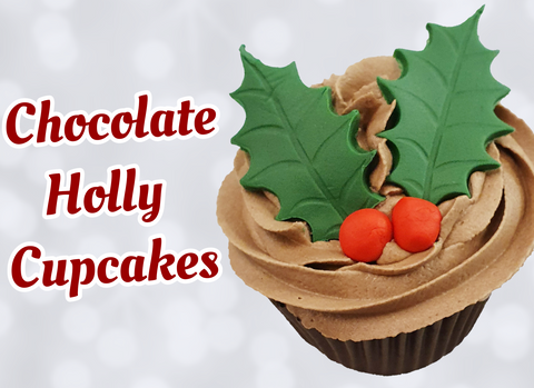 Holly Chocolate Cupcakes